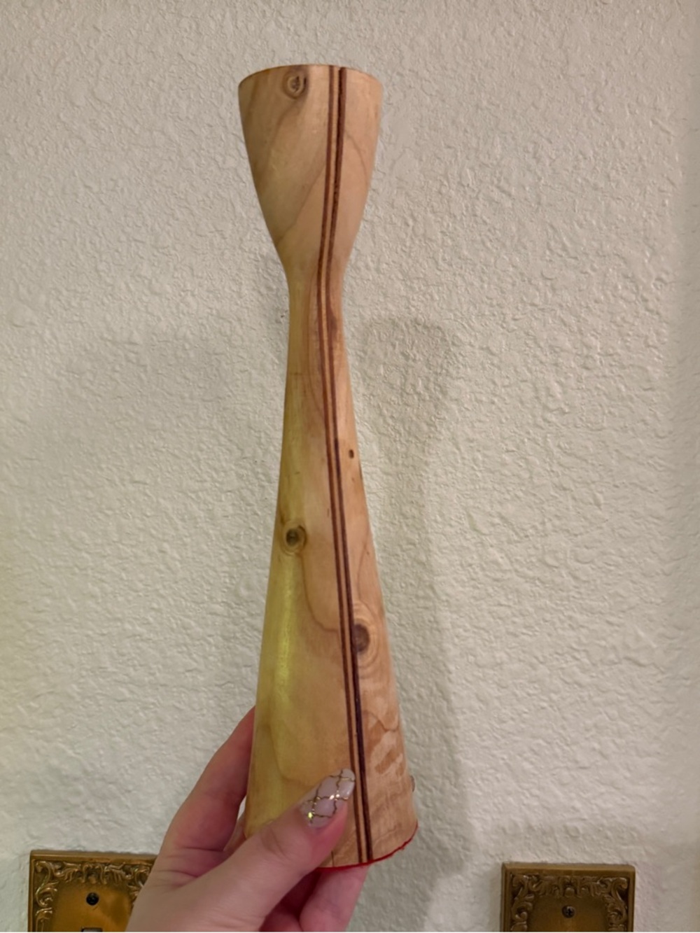 Vintage Wooden Taper Candle Holder